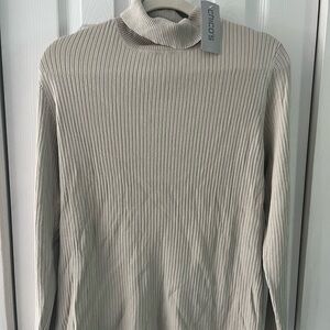 Chicos 3 Silk Turtleneck Sweater Womens XL Tan  Silk Blend NWT